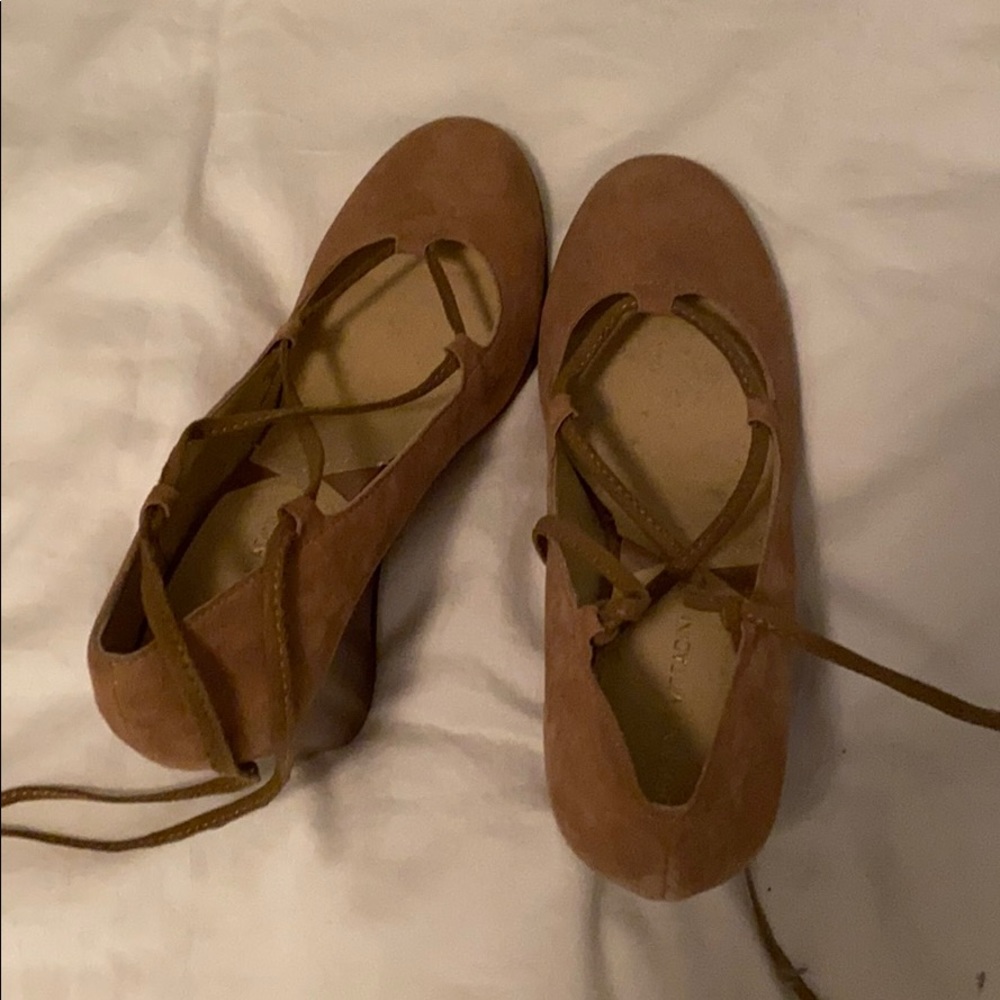 Tan Lace Up Wedge Heels
